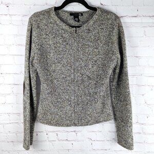 Heart on Sleeve Wool/Angora Zip Up Cardigan L